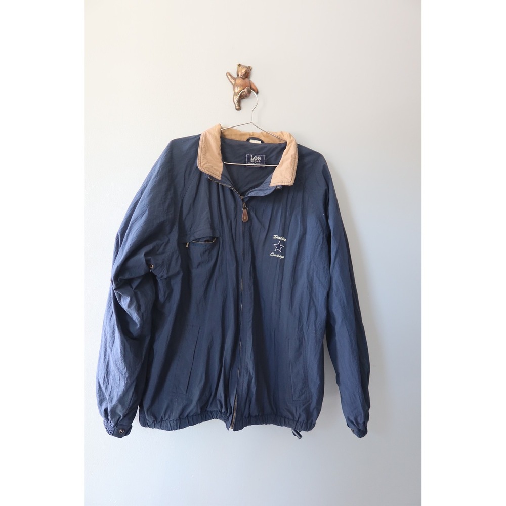 90s Lee Sport Dallas Cowboys Jacket Mens XL Blue Nylon Windbreaker‎ NFL